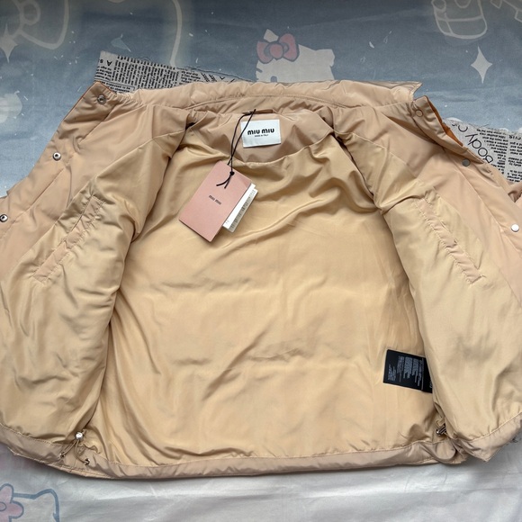 Miu Miu Suede-Trimmed Down Jacket With Lapel - Picture 6 of 8